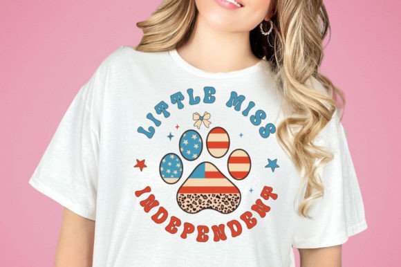 4th of July Little Miss Dog Png Svg