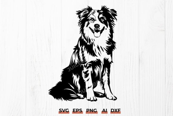 Australian Shepherd Dog Detailed SVG