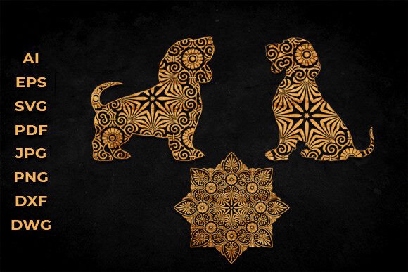 Basset Hound Dog Mandala SVG
