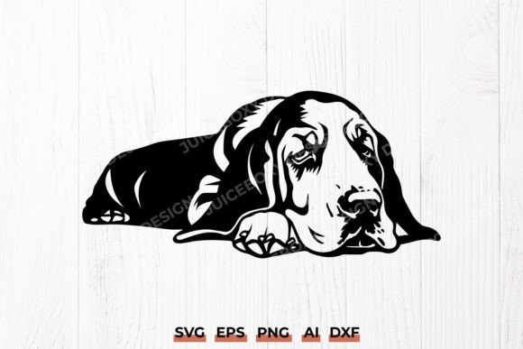 Basset Hound Relaxing SVG Dog Silhouette