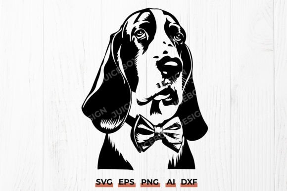 Basset Hound with Bow Tie SVG Dog Dxf