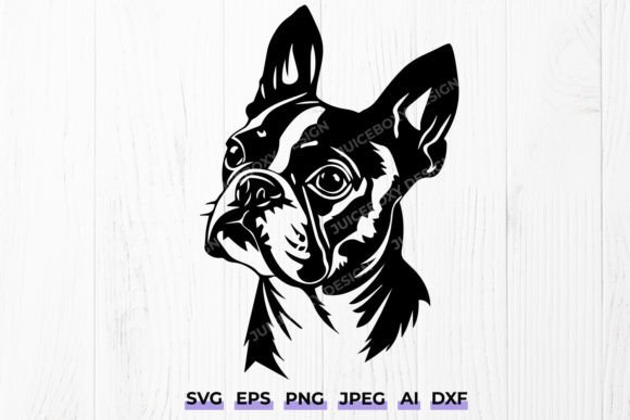 Boston Terrier Dog Face Svg Dxf Files