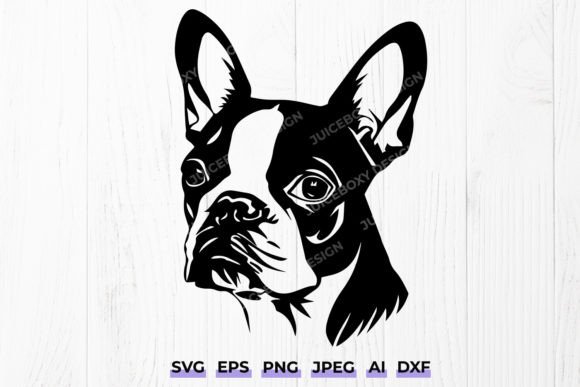 Boston Terrier Svg, Dog Face Dxf