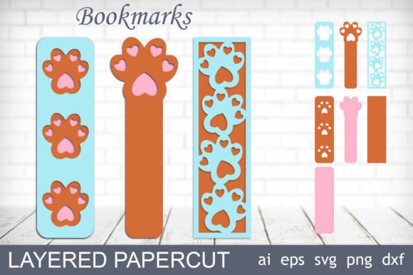 Cat Bookmarks Svg, Dog Paws Layered