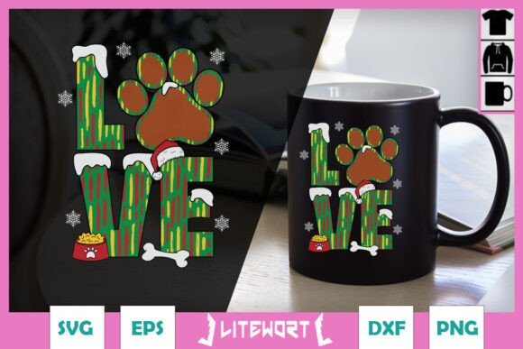 Christmas Love Dog Paws SVG