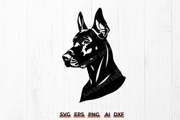 Doberman SVG, Dog Head Silhouette DXF