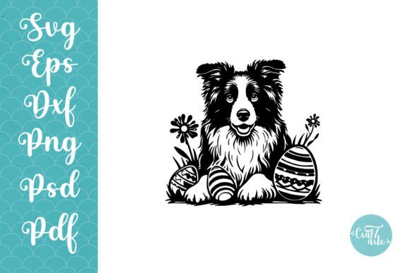 Easter Border Collie Dog Clipart SVG