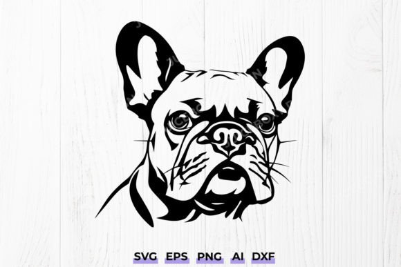 Frenchie Dog Portrait SVG DXF