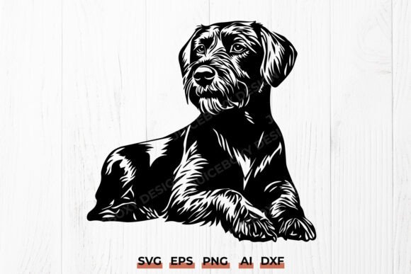 German Wirehaired Pointer Dog Laying SVG