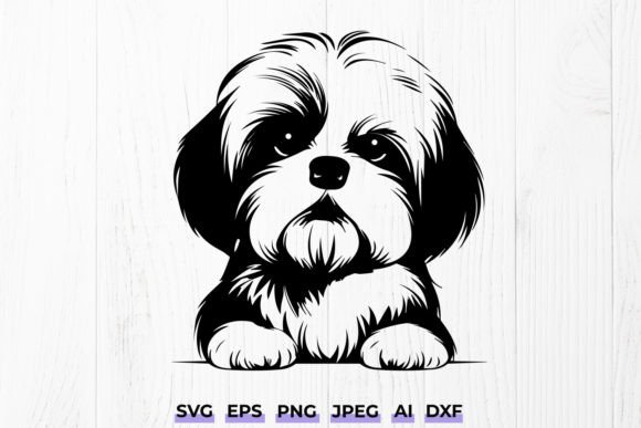 Peeking Shih Tzu Dog Silhouette Svg