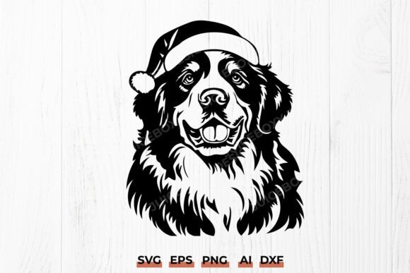 Saint Bernard Dog Christmas SVG Design