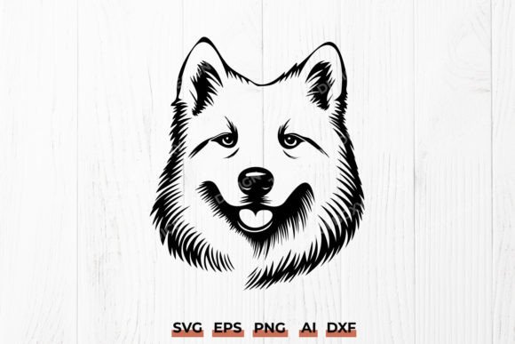 Samoyed Dog Face SVG - Pet Portrait DXF