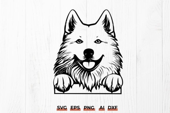 Samoyed Dog Paws SVG - Happy Pet Outline